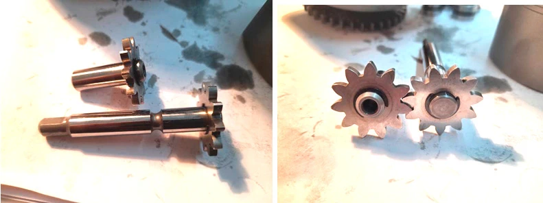 Фото 14,15. Шестерни, валы топливоподкачивающего насоса без повреждений