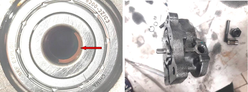 Фото 18,19. Уплотнительное кольцо топливоподкачивающего насоса без повреждений - показано красной стрелкой; детали клапана без повреждений