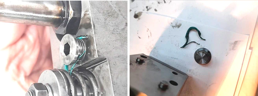 Фото 53,54. Разорвано уплотнительное кольцо заглушки канала золотникового регулятора давления